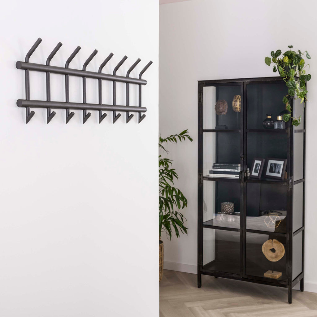 Kapstok Tubo 8+8 haken | Mat donkergrijs