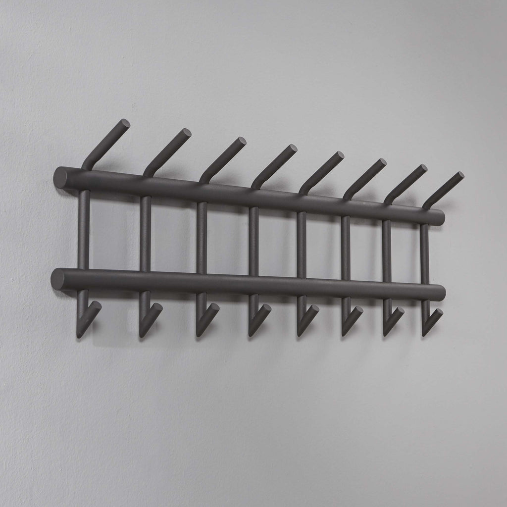 Kapstok Tubo 8+8 haken | Mat donkergrijs