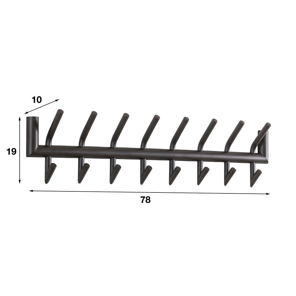 Kapstok Tubo | 2x8 haken | Mat donkergrijs
