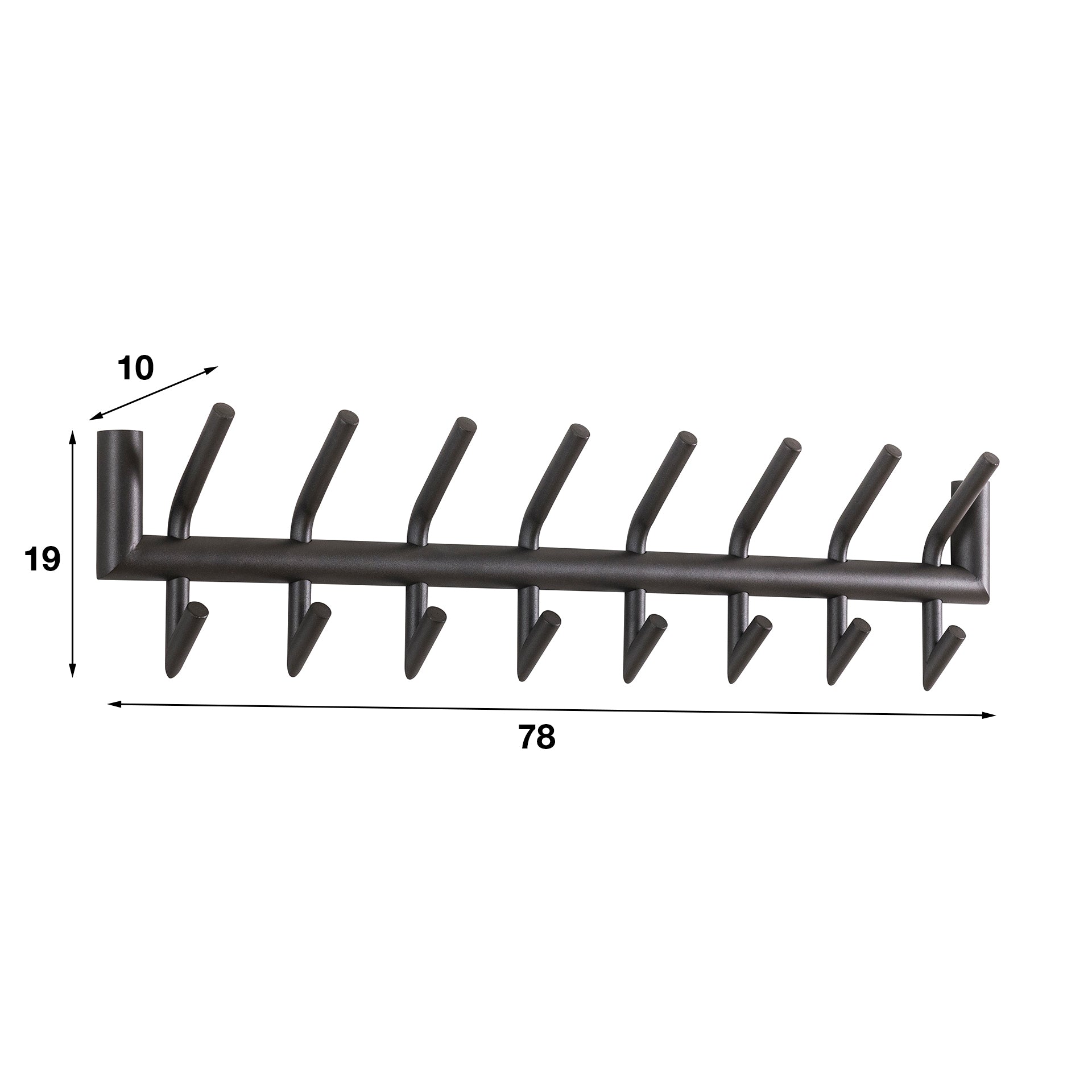Kapstok Tubo | 2x8 haken | Mat donkergrijs