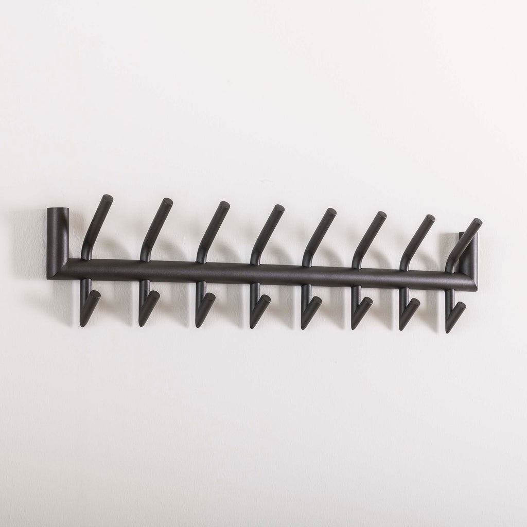Kapstok Tubo | 2x8 haken | Mat donkergrijs