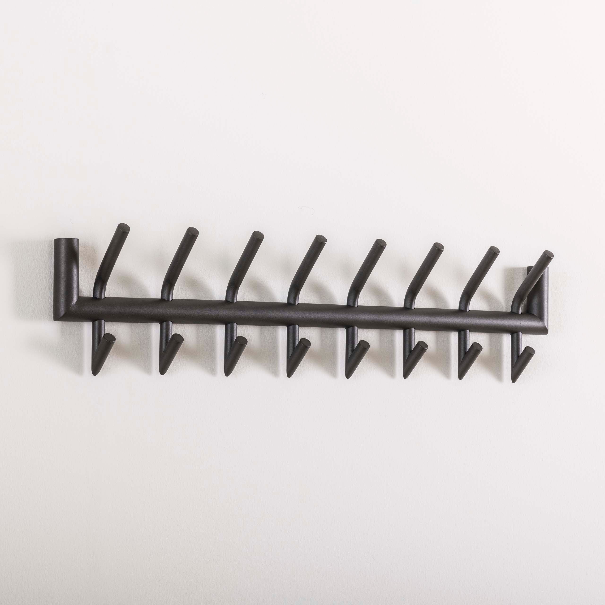 Kapstok Tubo | 2x8 haken | Mat donkergrijs