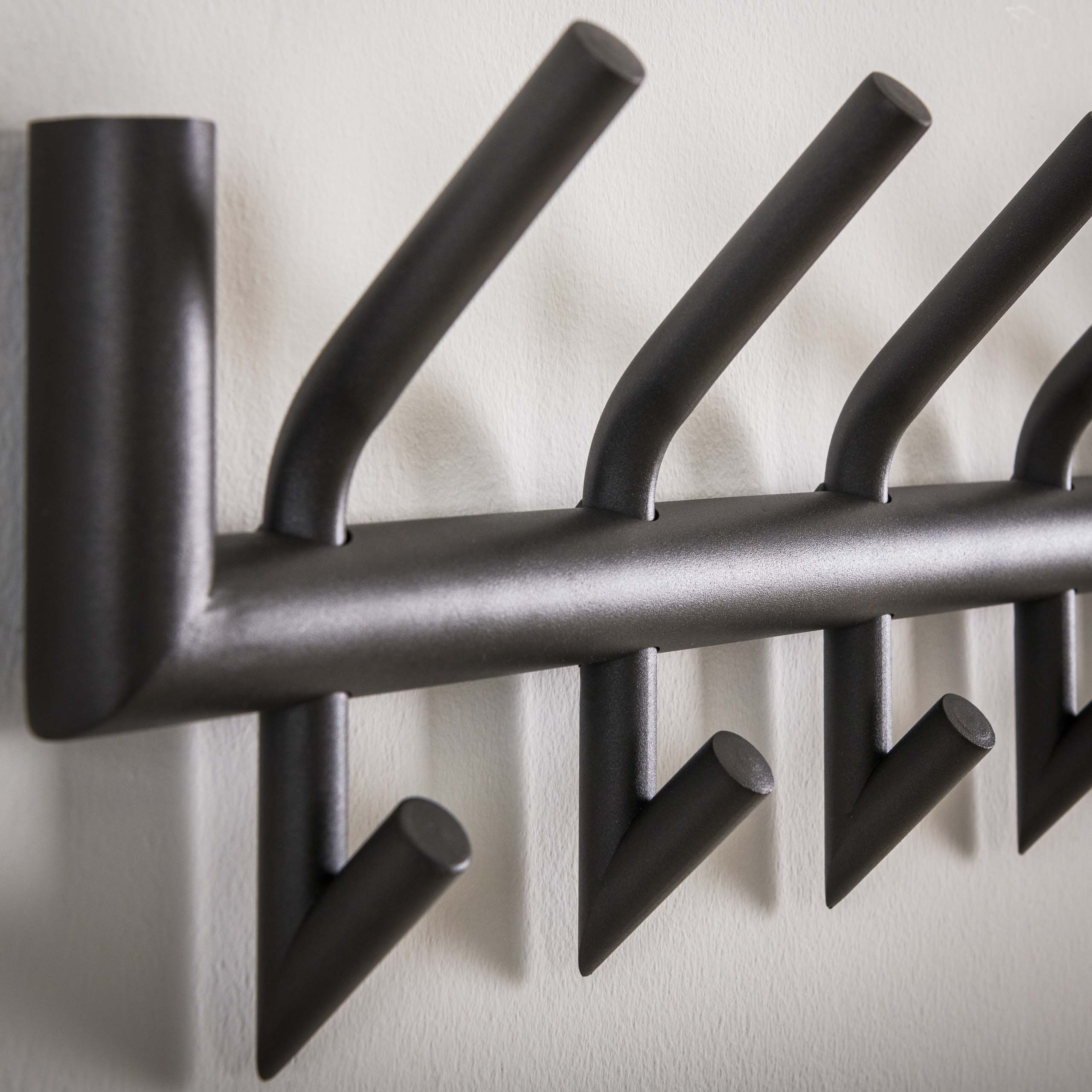 Kapstok Tubo | 2x8 haken | Mat donkergrijs
