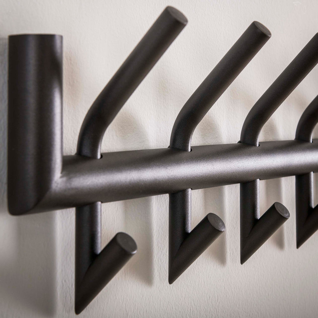 Kapstok Tubo | 2x8 haken | Mat donkergrijs
