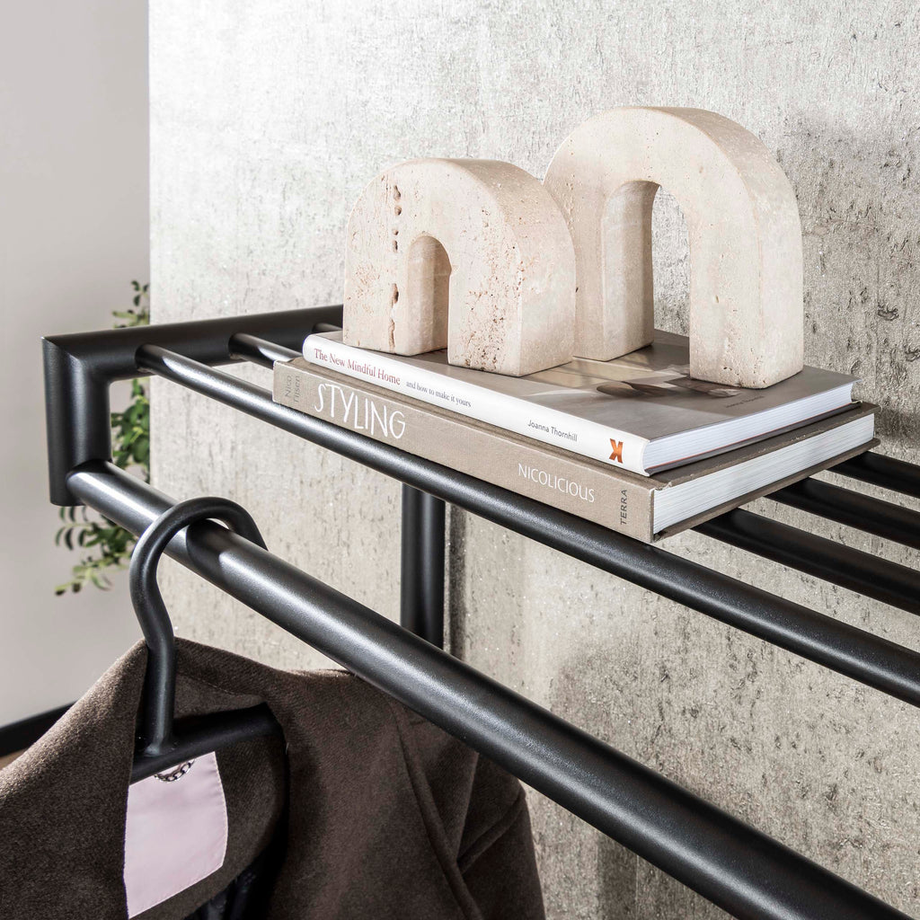 Kapstok Tubo | Hoog met roede & hoedenplank | Donkergrijs