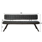 Eetkamerbank Ruitstiksel | Wax PU | Zwart | 180cm