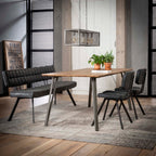 Eetkamerbank Ruitstiksel | Wax PU | Zwart | 180cm