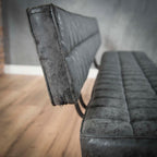 Eetkamerbank Ruitstiksel | Wax PU | Zwart | 180cm
