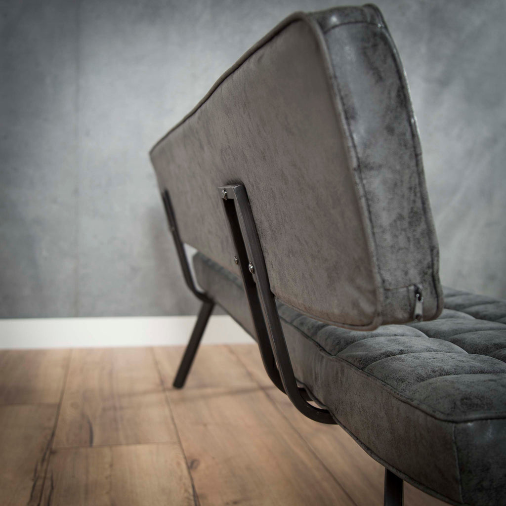 Eetkamerbank Ruitstiksel | Wax PU | Zwart | 180cm
