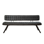 Eetkamerbank Ruitstiksel | Wax PU | Zwart | 180cm