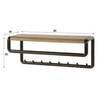 Kapstok Luno | Roede & Hoedenplank | 8 haken | Drift brown