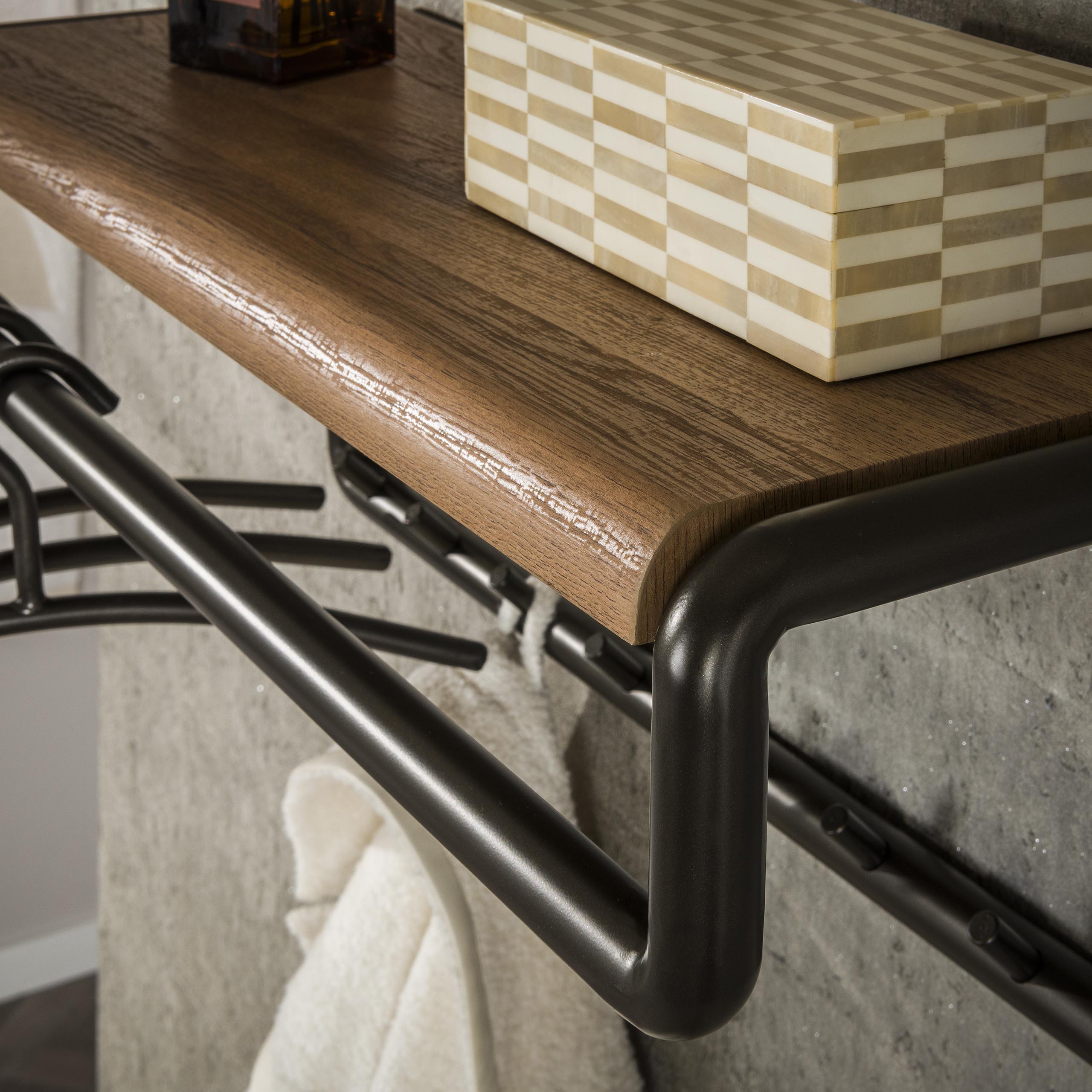 Kapstok Luno | Roede & Hoedenplank | 8 haken | Drift brown