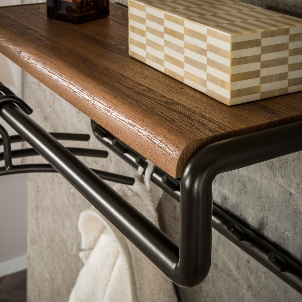 Kapstok Luno | Roede & Hoedenplank | 8 haken | Drift brown
