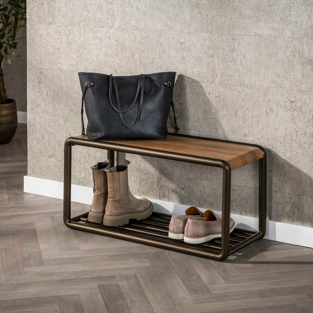 Schoenenbank Luno | Drift brown | Eikenlook & Brons