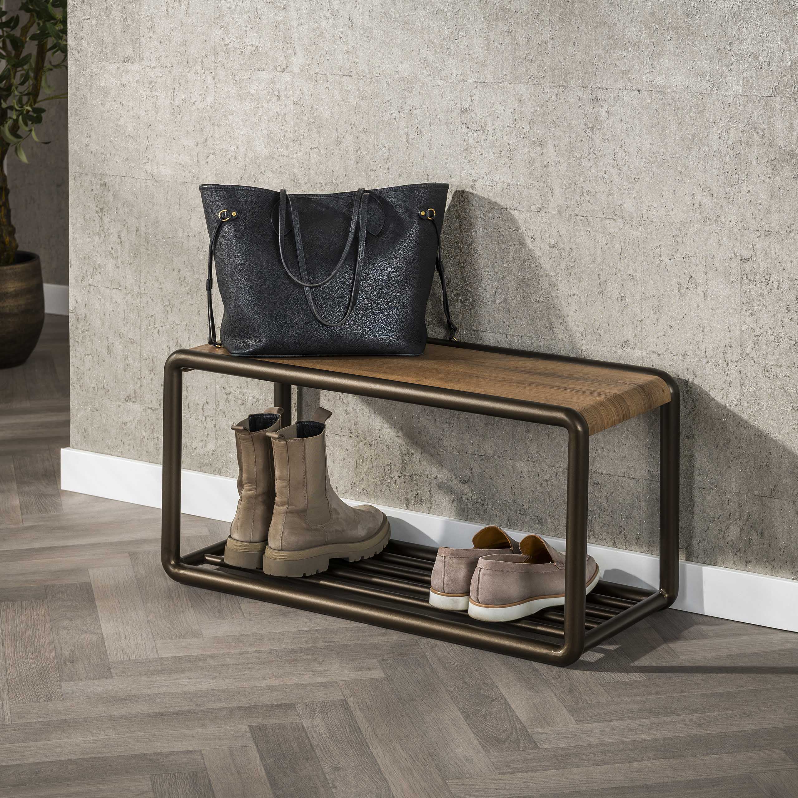 Schoenenbank Luno | Drift brown | Eikenlook & Brons