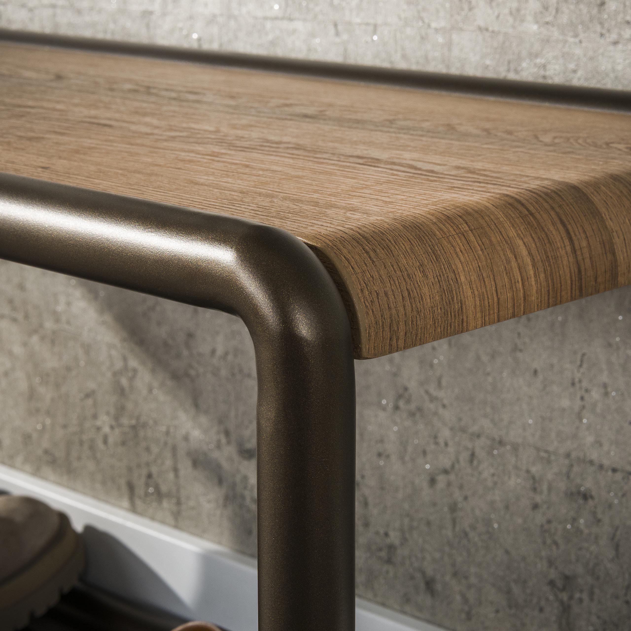 Schoenenbank Luno | Drift brown | Eikenlook & Brons