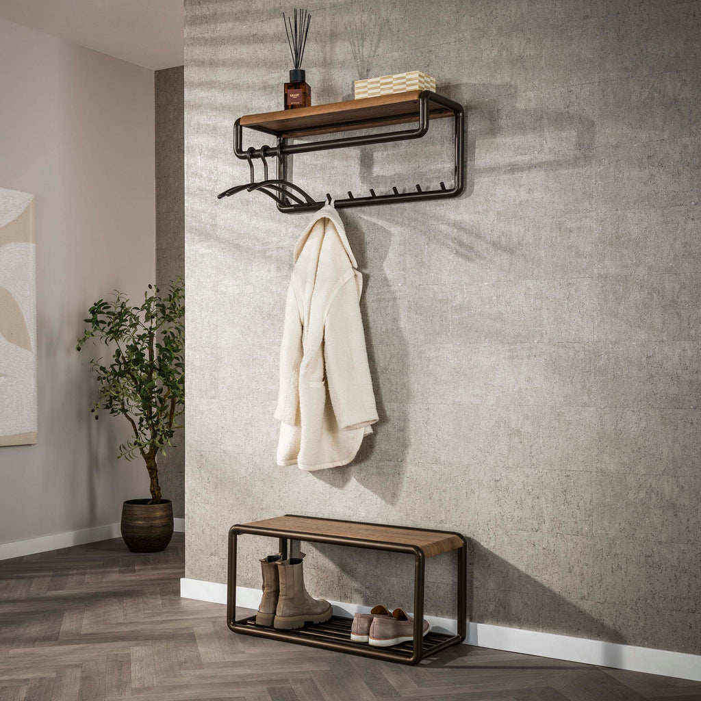 Schoenenbank Luno | Drift brown | Eikenlook & Brons