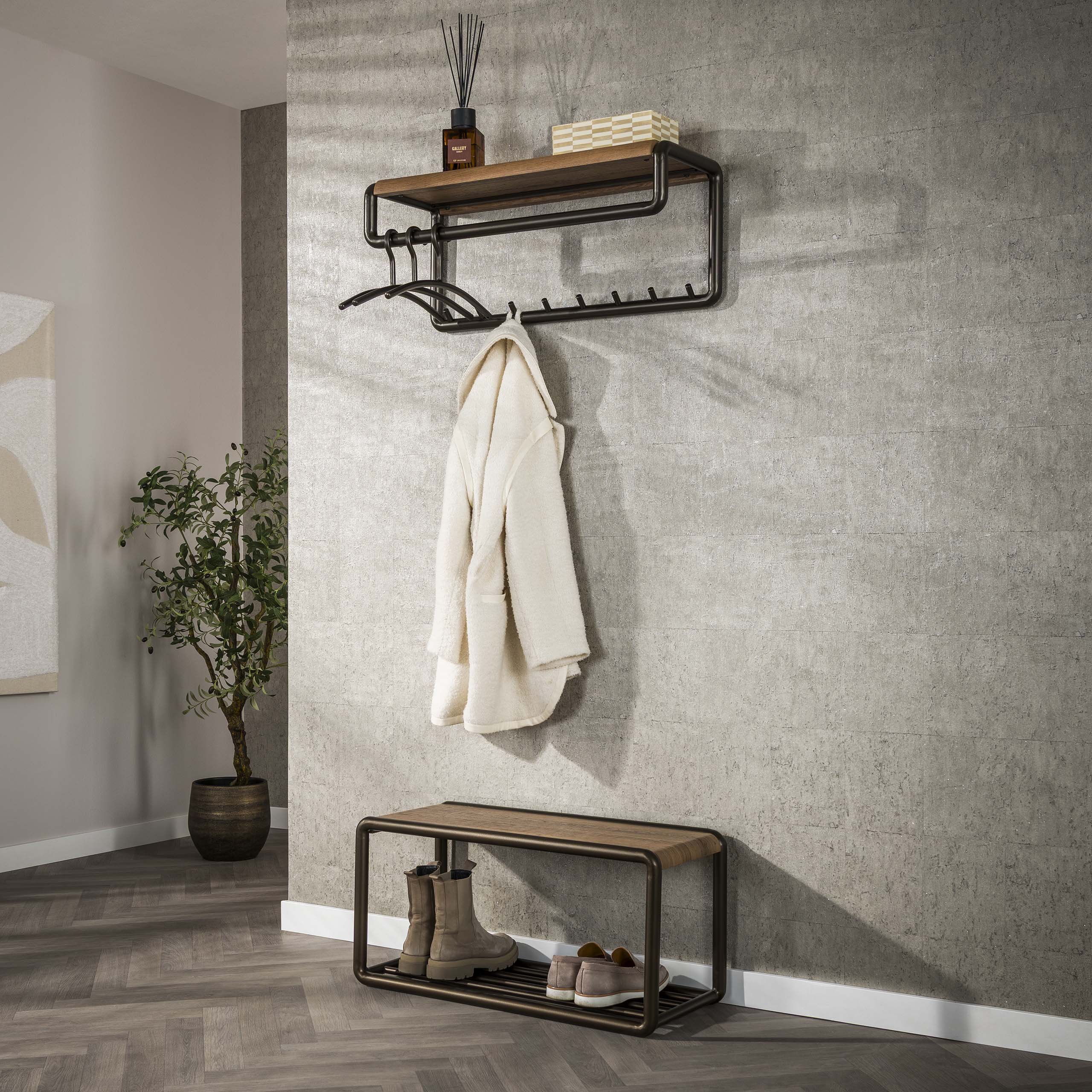 Schoenenbank Luno | Drift brown | Eikenlook & Brons