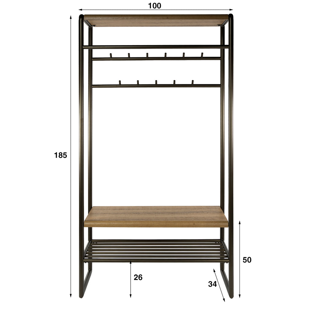 Garderobemeubel Luno | 100 cm | Drift brown