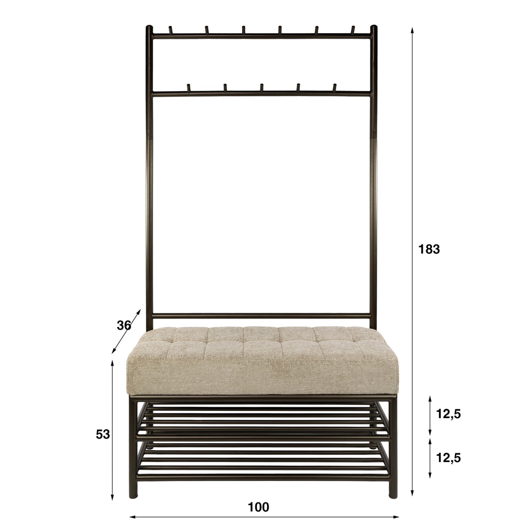 Garderobebank Luno | 100cm | Drift brown