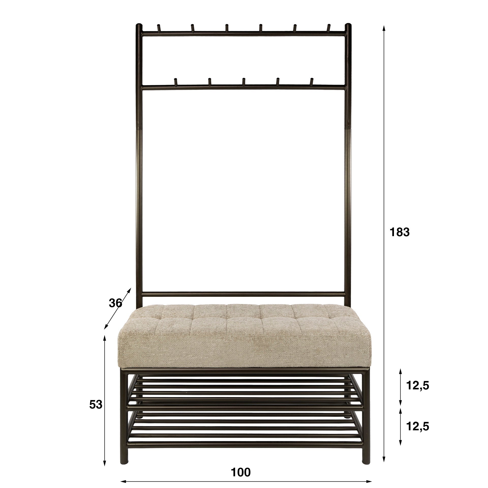 Garderobebank Luno | 100cm | Drift brown