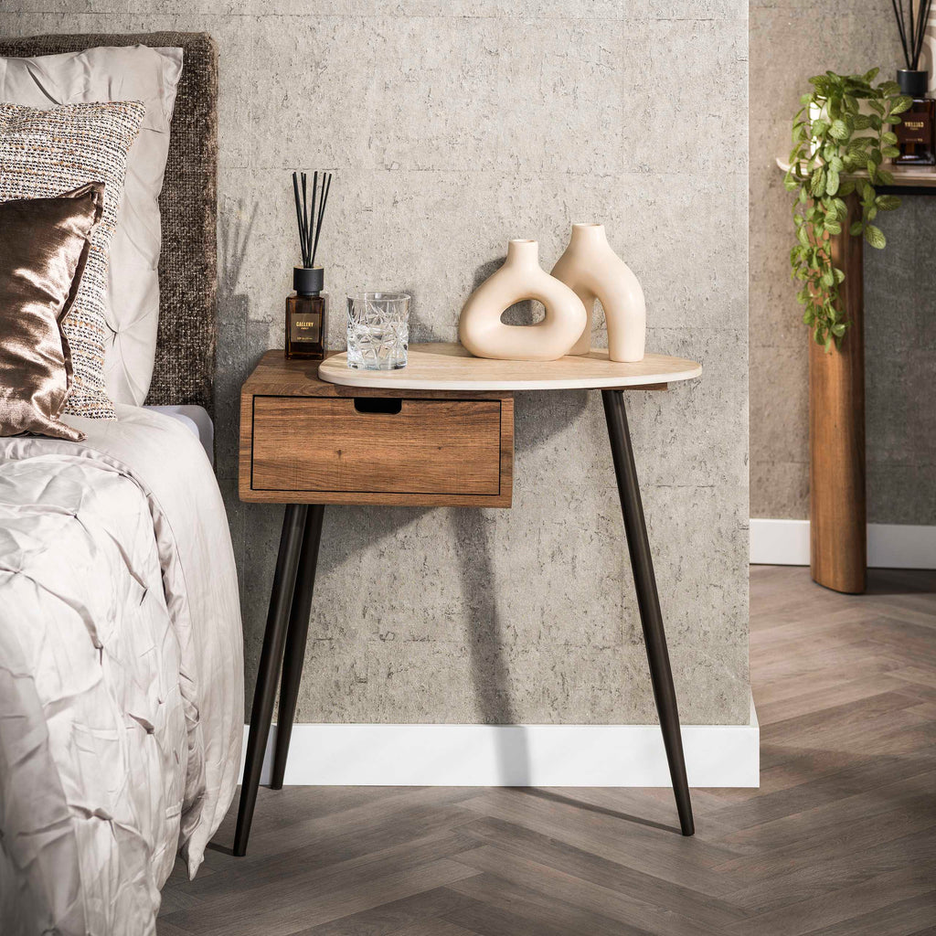 Nachtkastje Travino | 1 Lade Rechts | Keramiek Travertin