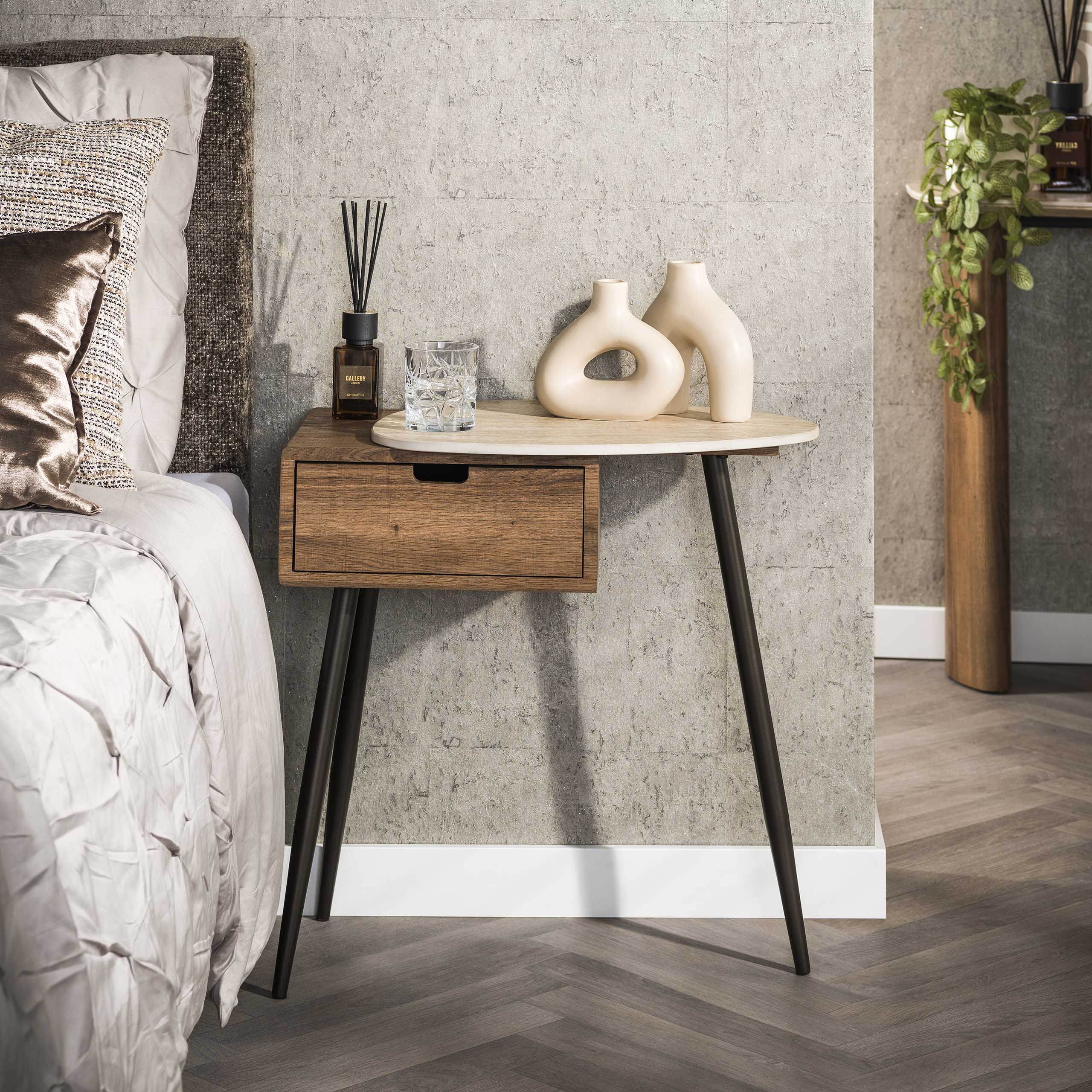 Nachtkastje Travino | 1 Lade Rechts | Keramiek Travertin