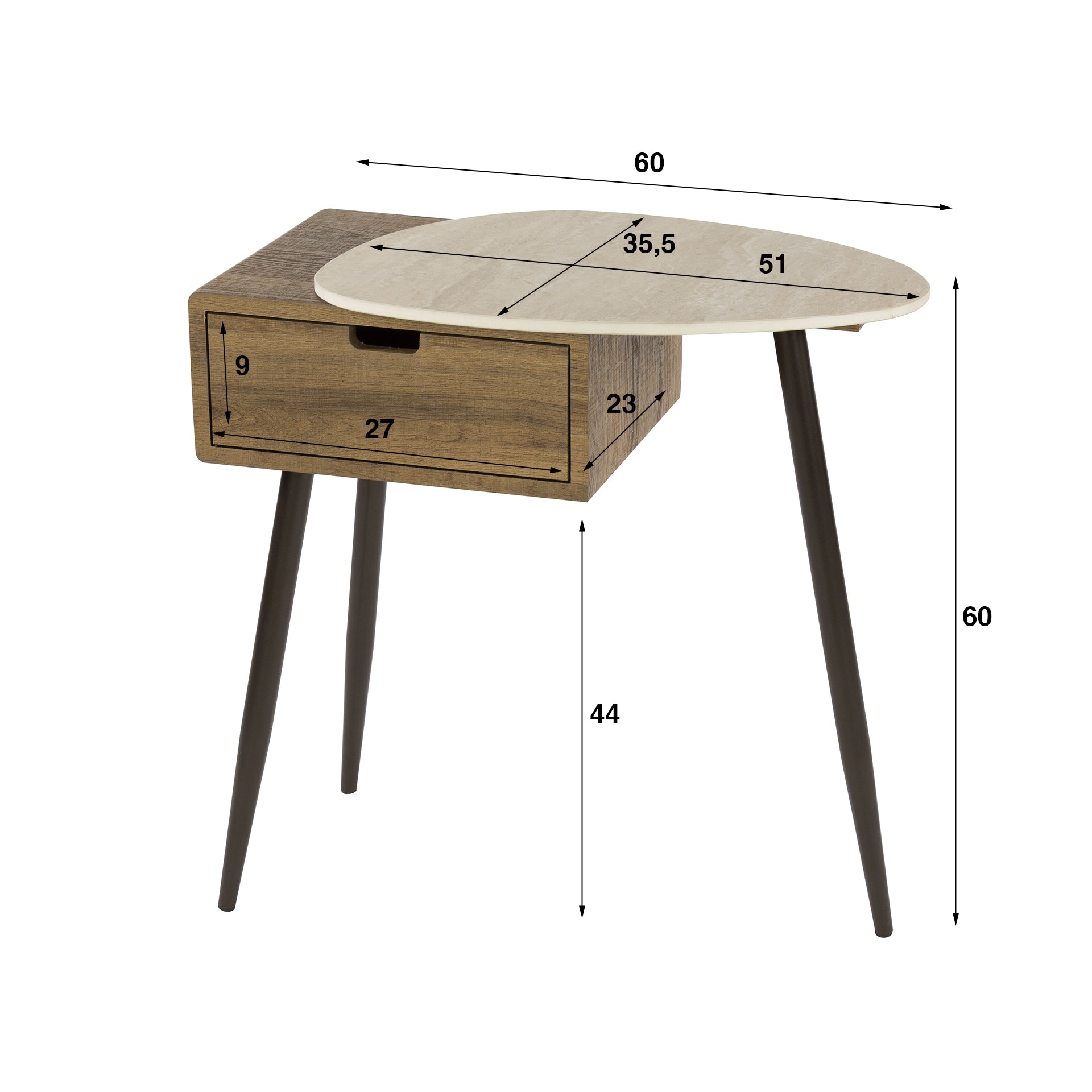 Nachtkastje Travino | 1 Lade Rechts | Keramiek Travertin