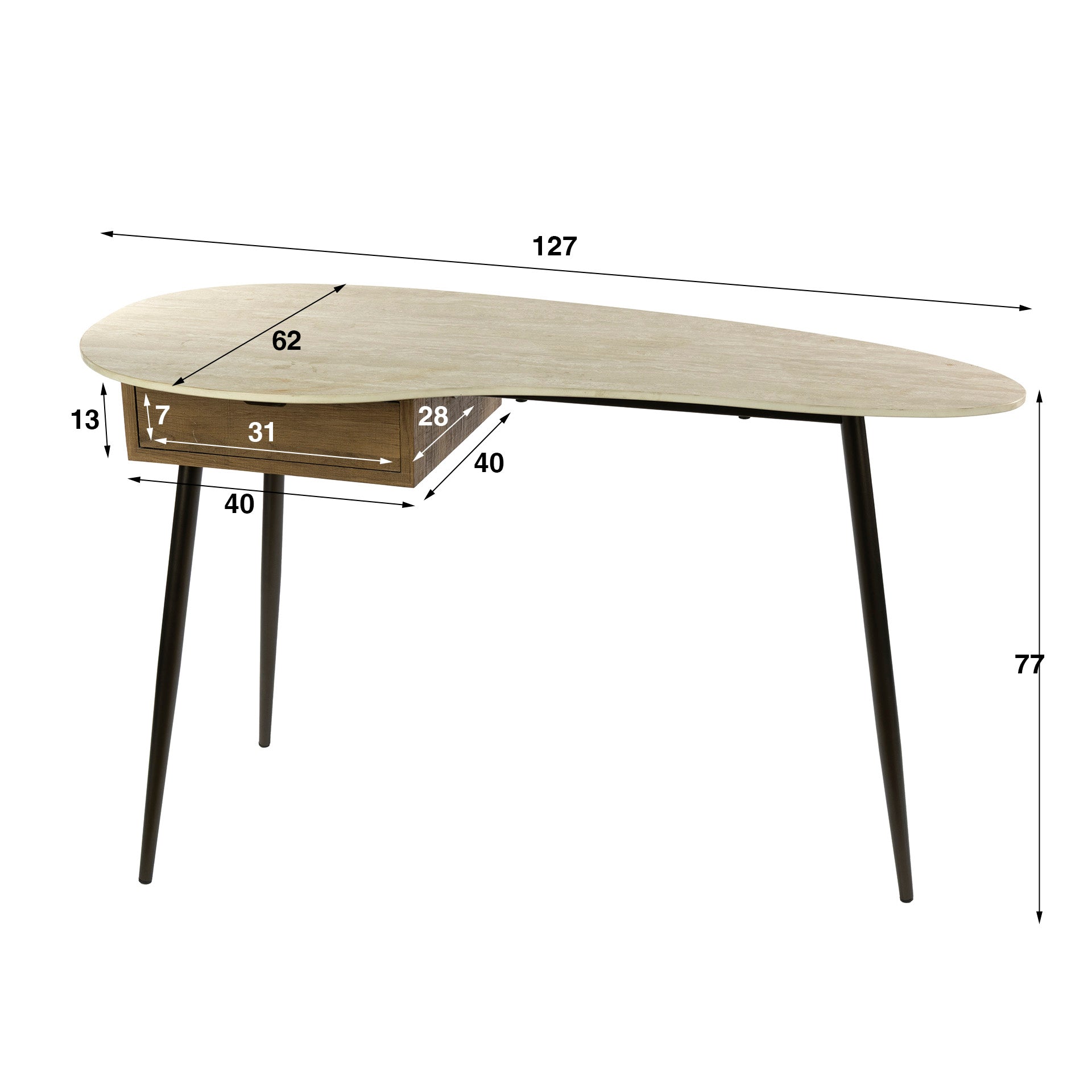 Kaptafel Travino | 1 Lade | Keramiek travertin