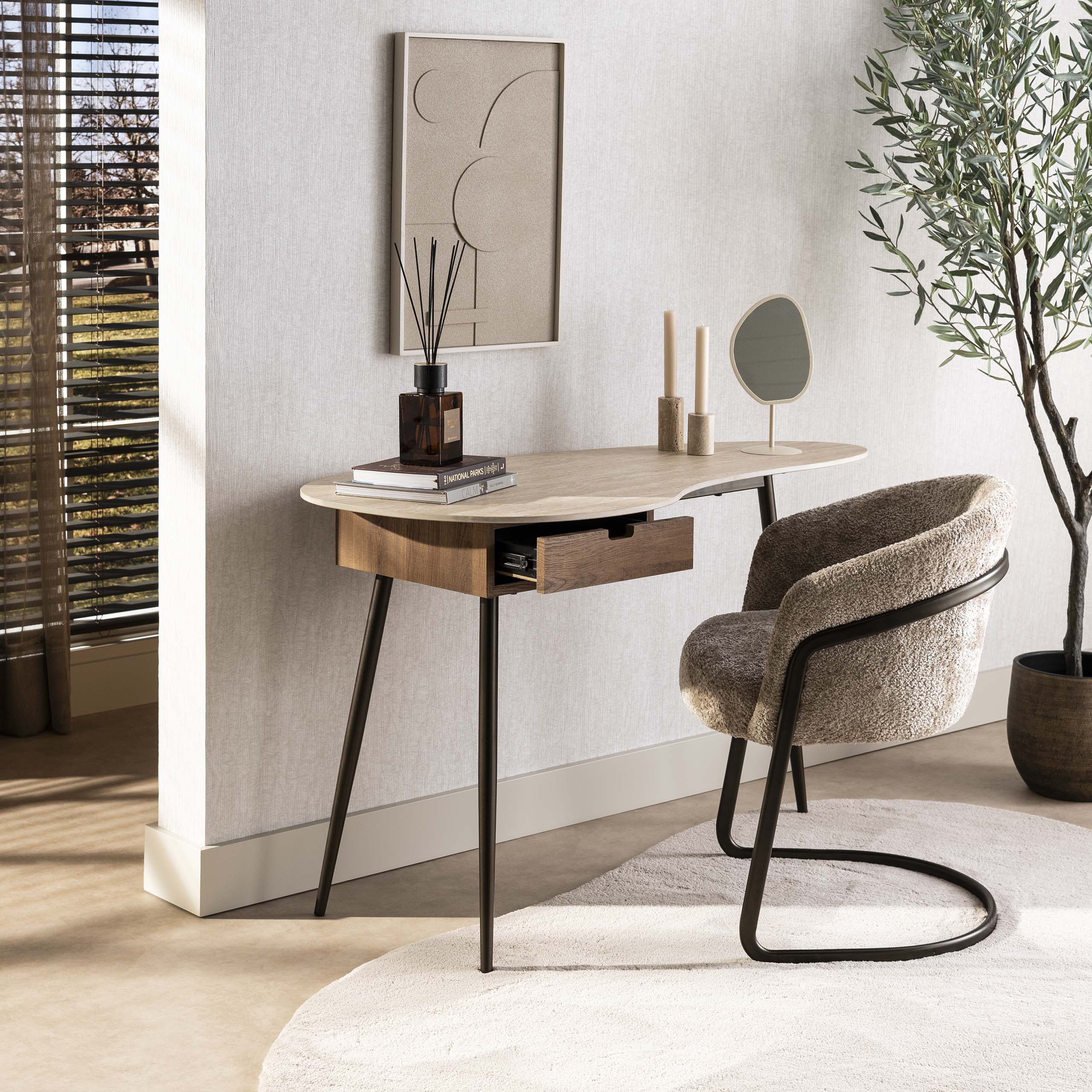 Kaptafel Travino | 1 Lade | Keramiek travertin