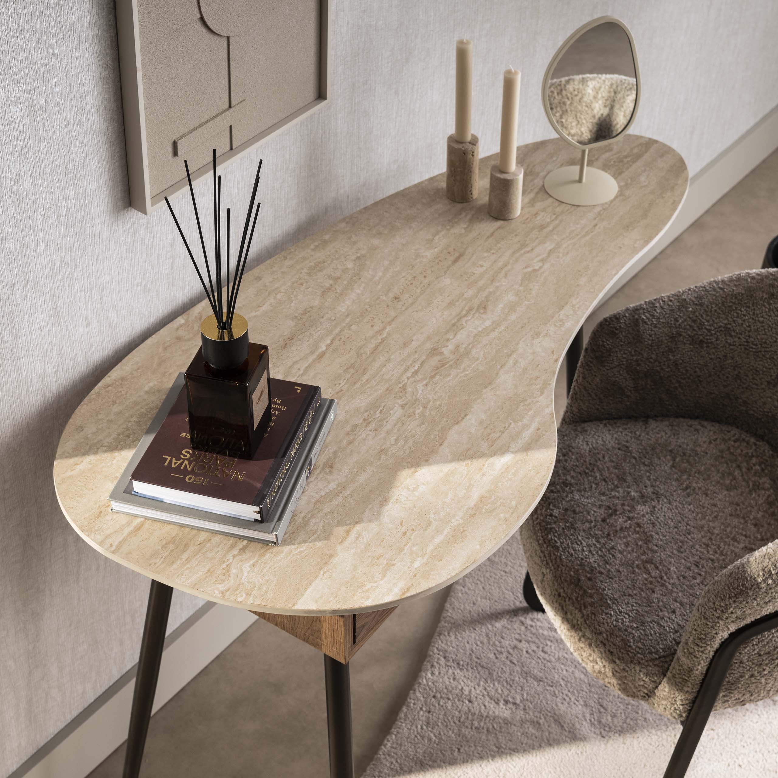 Kaptafel Travino | 1 Lade | Keramiek travertin