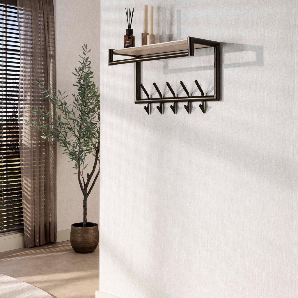 Kapstok Terra | Roede & Hoedenplank | 2x5 Haken