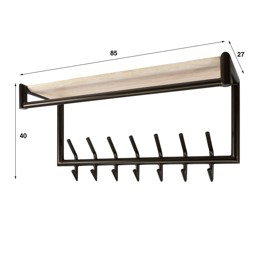 Kapstok Terra | Roede & Hoedenplank | 2x7 Haken