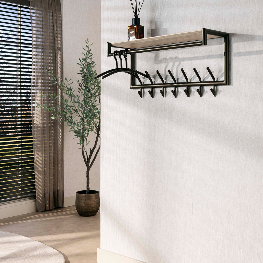 Kapstok Terra | Roede & Hoedenplank | 2x7 Haken