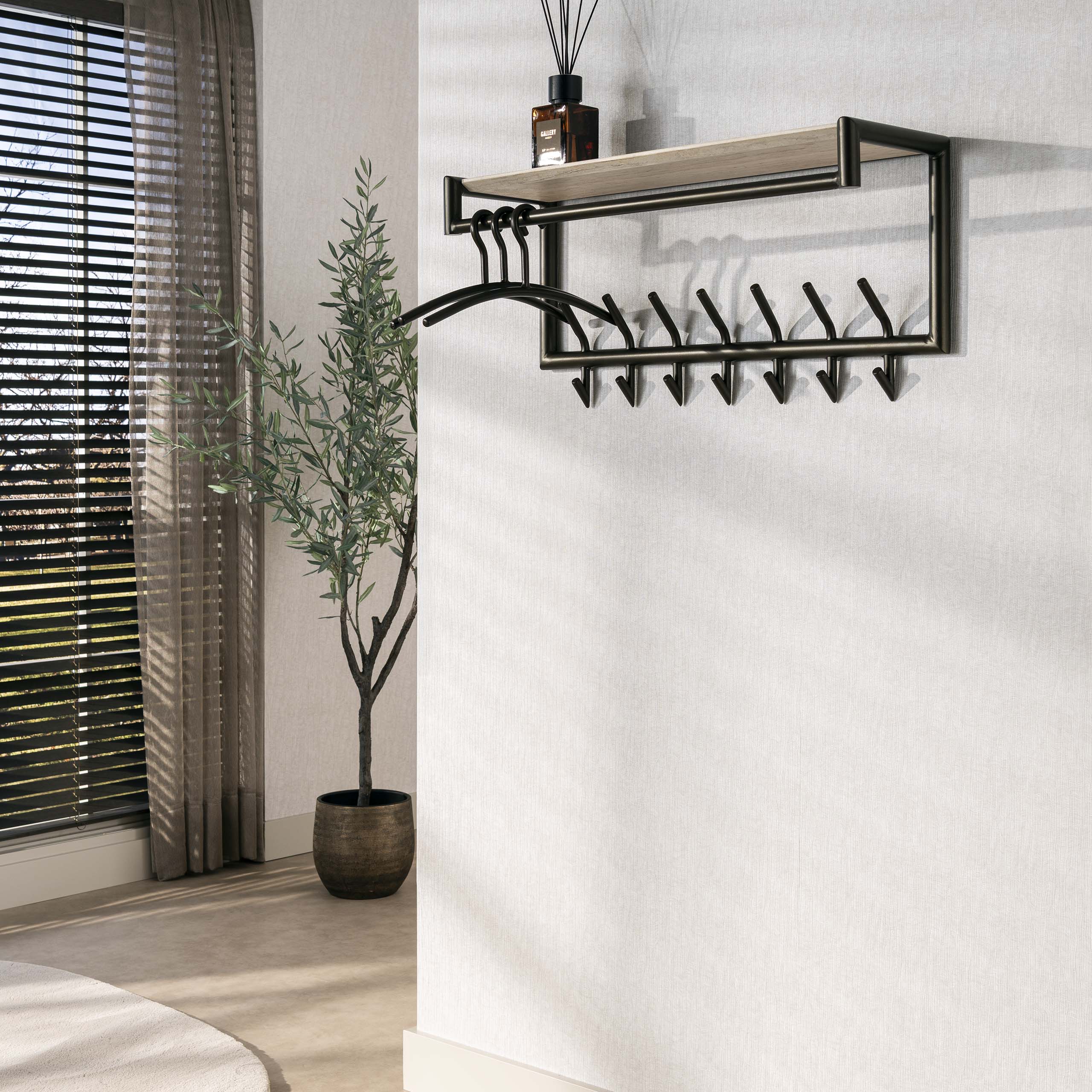 Kapstok Terra | Roede & Hoedenplank | 2x7 Haken