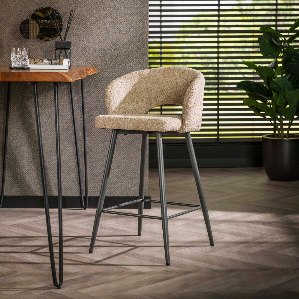 Barstoel Salon | Bouclé | Zand | Set van 2