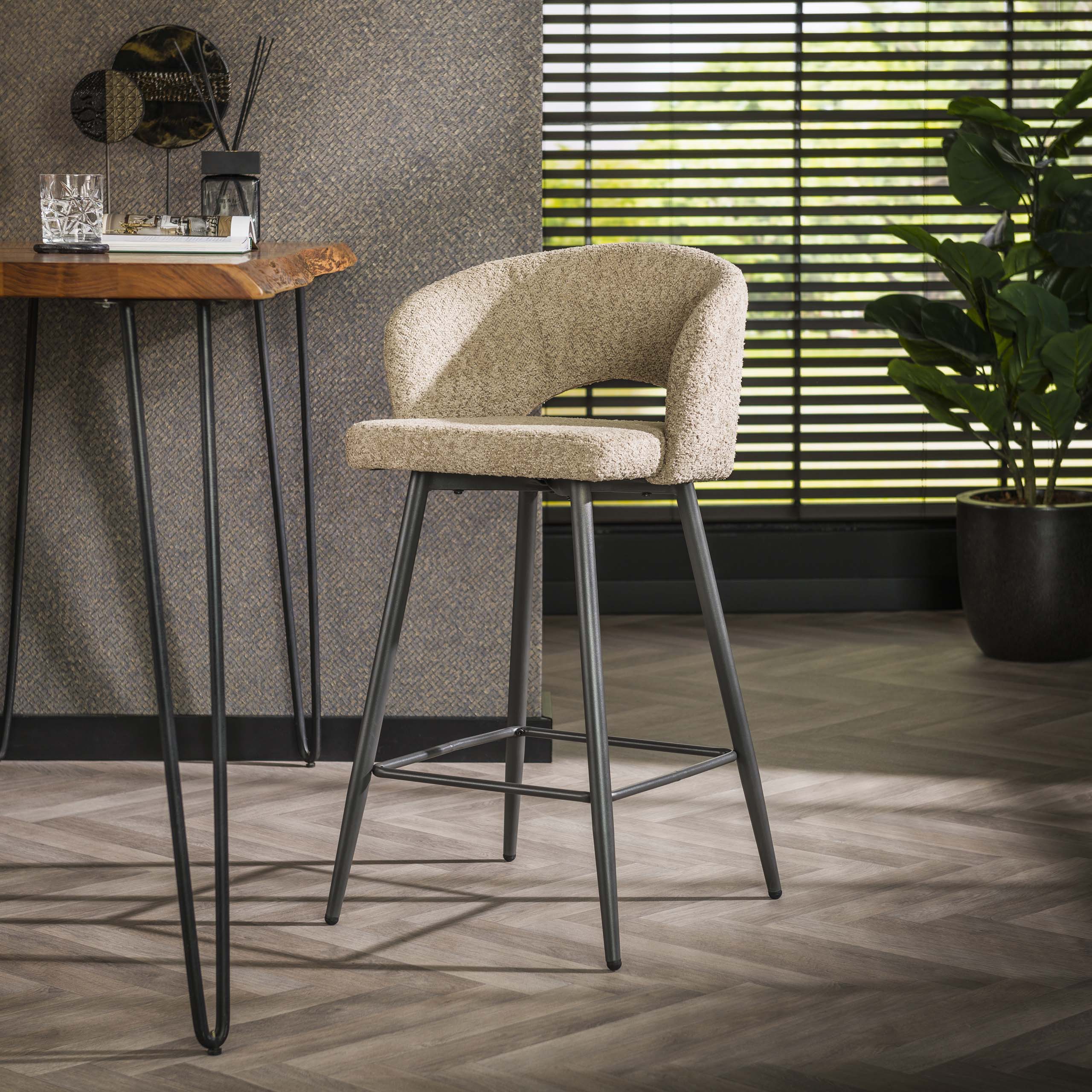 Barstoel Salon | Bouclé | Zand | Set van 2
