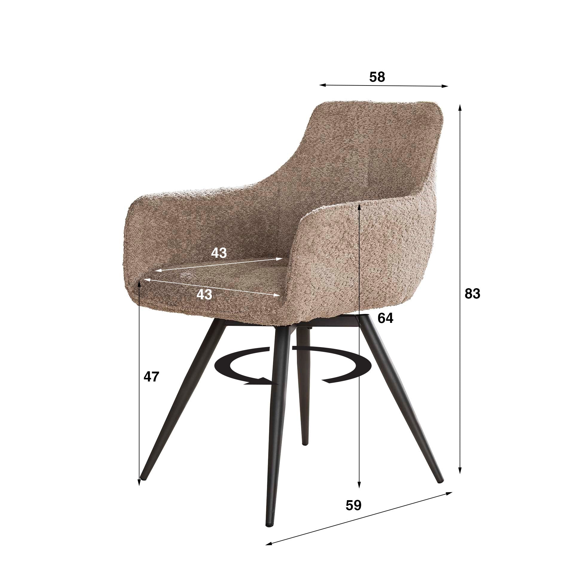 Armstoel Bouclé | Draaibaar | Zand (set van 2)