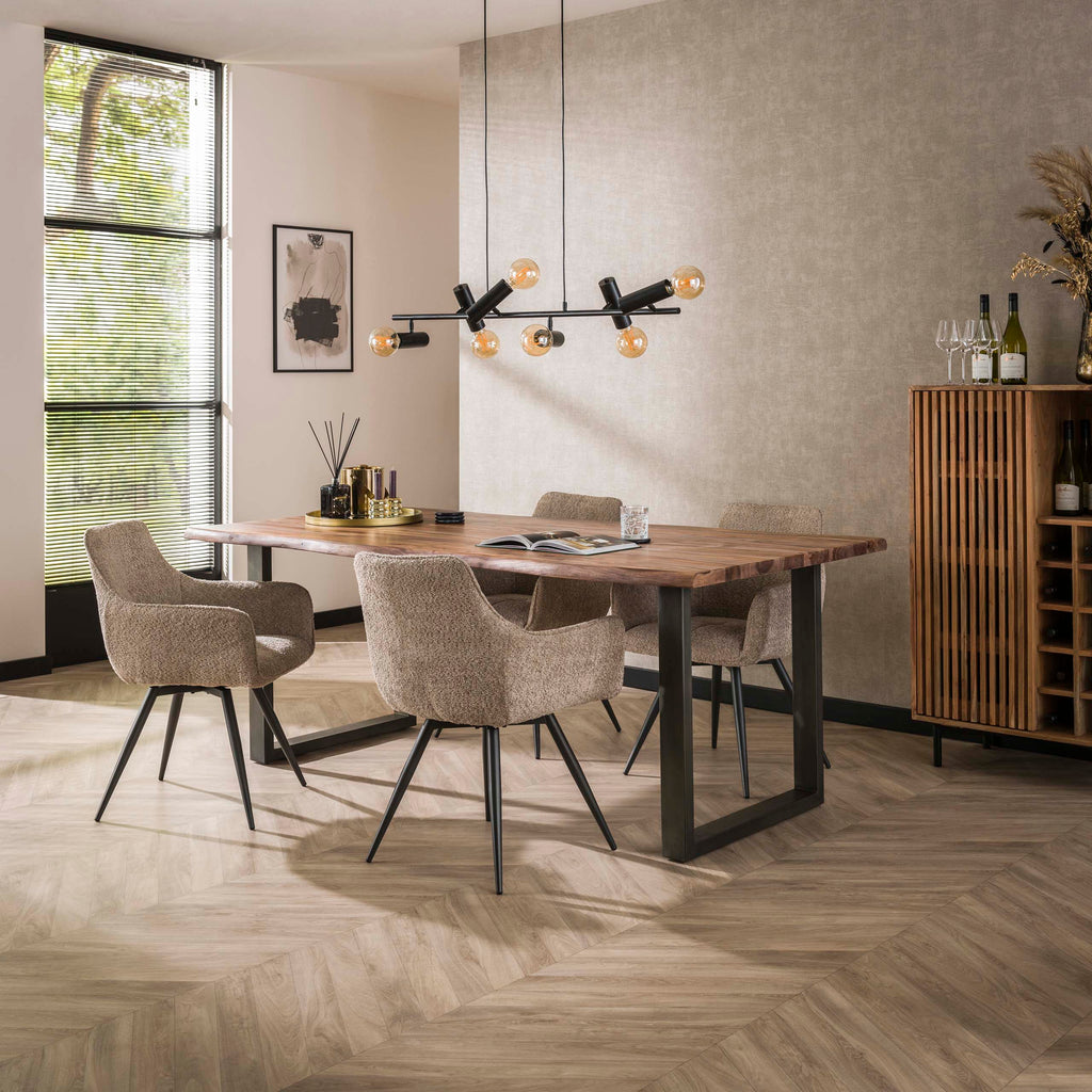 Armstoel Bouclé | Draaibaar | Zand (set van 2)