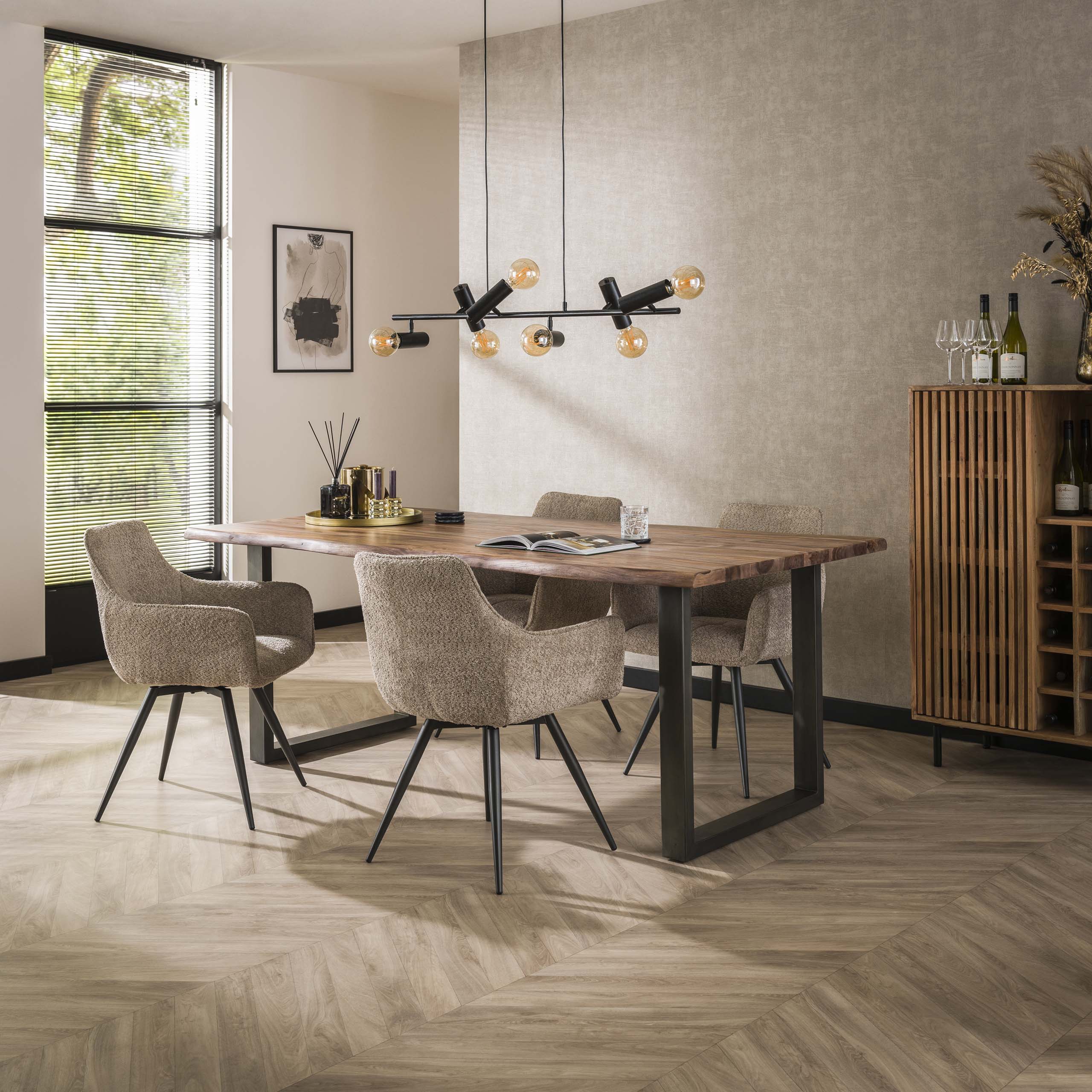 Armstoel Bouclé | Draaibaar | Zand (set van 2)