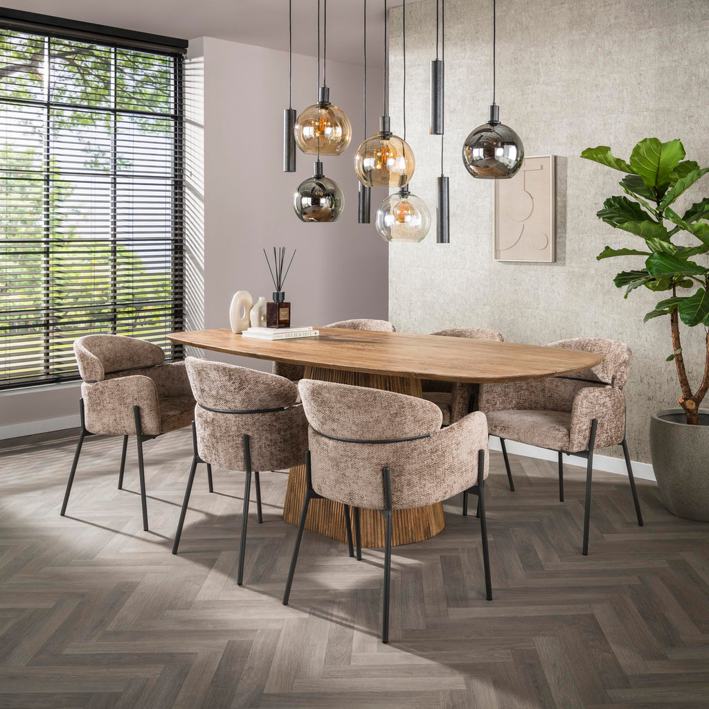 Armstoel Curva | Hoven champagne | Set van 2