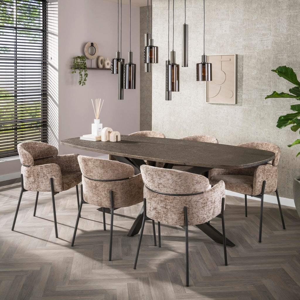 Armstoel Curva | Hoven champagne | Set van 2