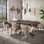 Armstoel Curva | Hoven champagne | Set van 2