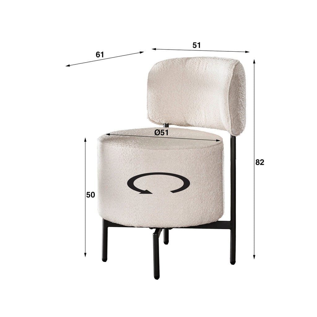 Stoel Cocktail | Draaibaar | Bouclé wit | Set van 2