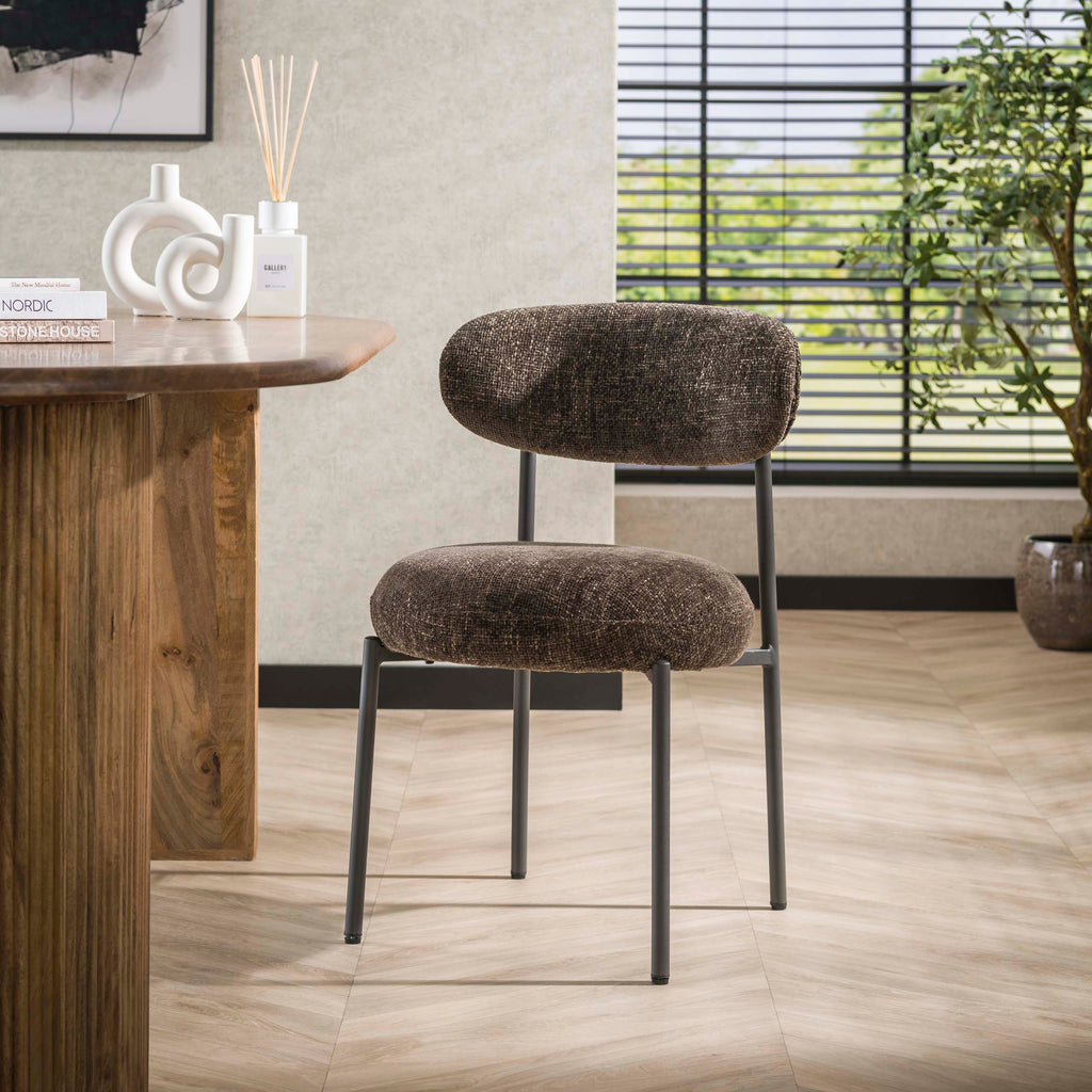 Eetkamerstoel Round | Set van 2 | Cargo bruin