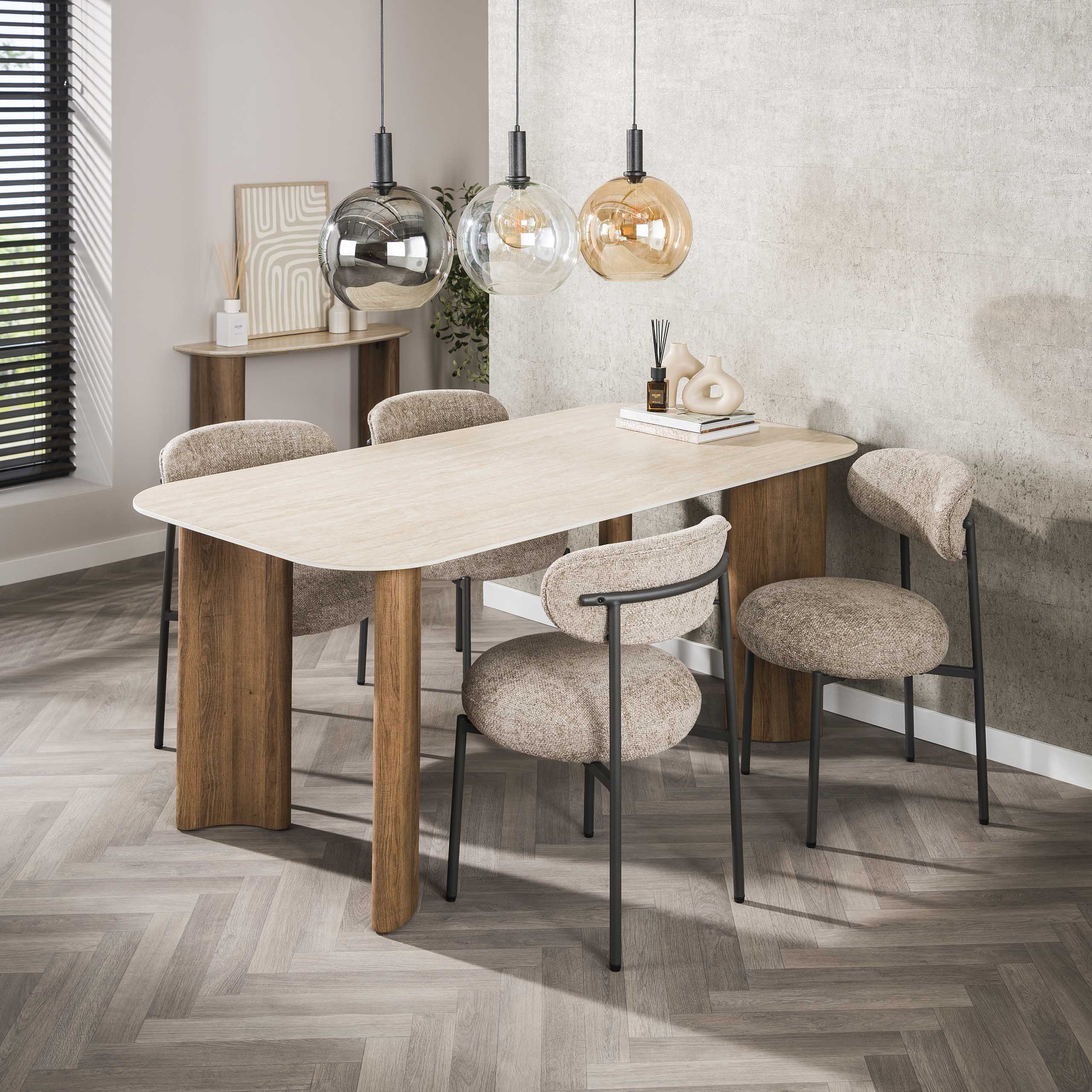 Eetkamerstoel Round | Pocketvering | Cargo zand
