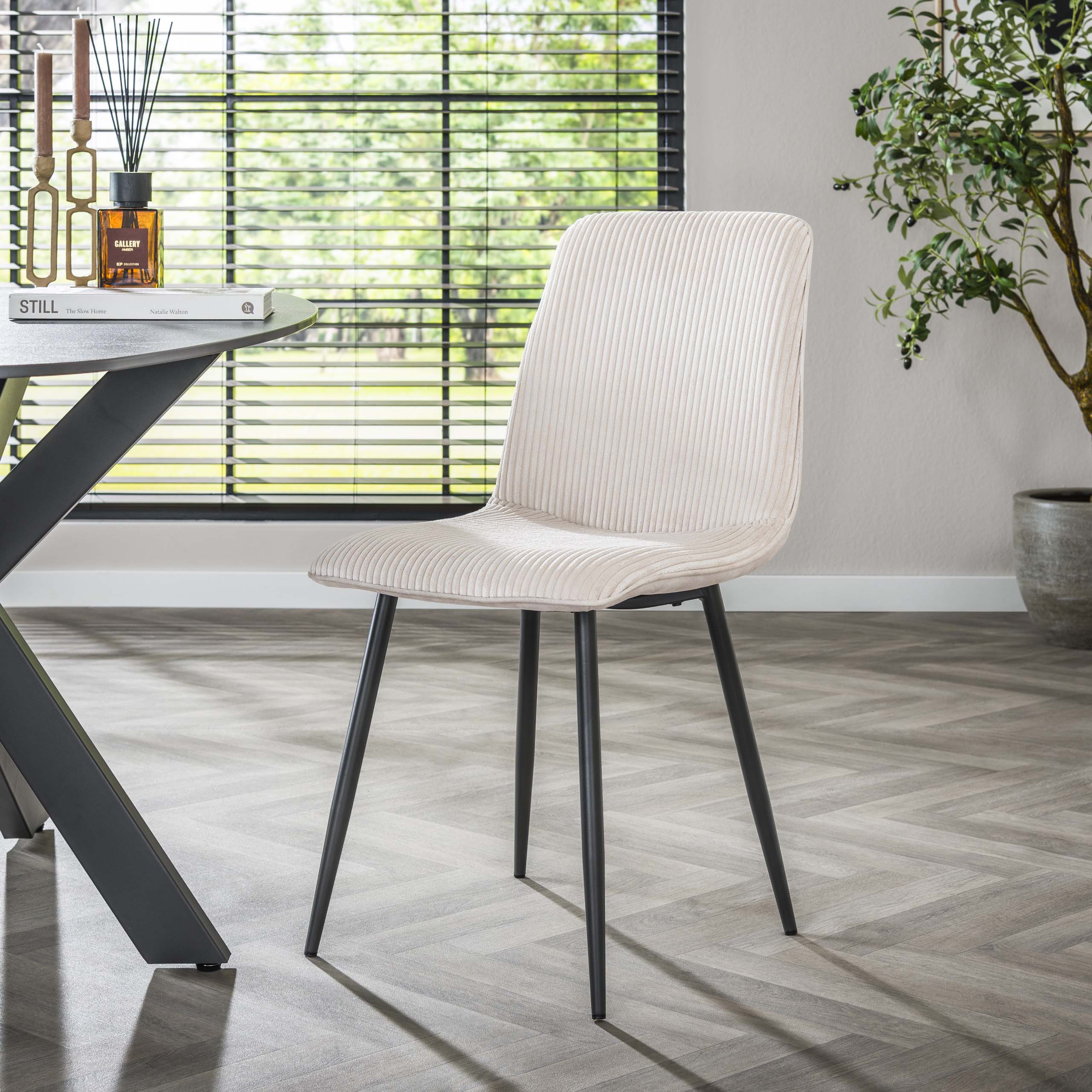 Eetkamerstoel Rib | Ribstof | Rock ivoor