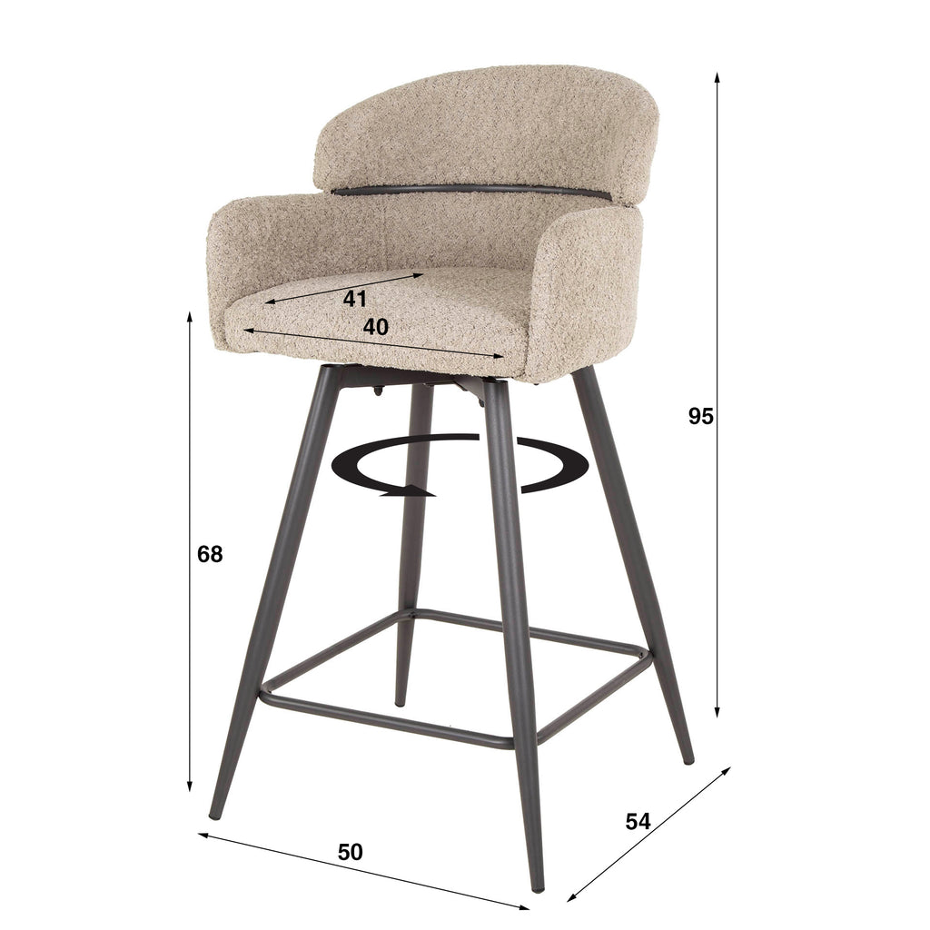 Barstoel Curva | Draaibaar | Bouclé Zand