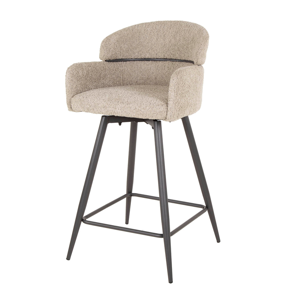Barstoel Curva | Draaibaar | Bouclé Zand