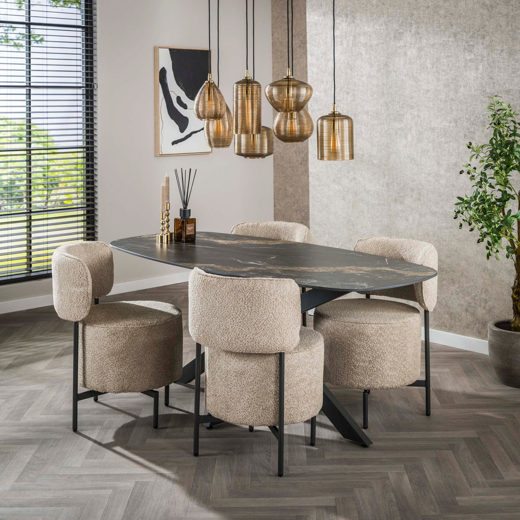 Eettafel Spider | Deens ovaal | 180cm | Keramiek Fossil